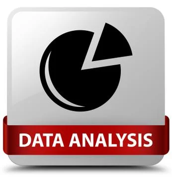 Data analysis (graph icon) white square button red ribbon in middle Stock Illustration