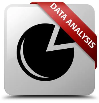 Data analysis (graph icon) white square button red ribbon in corner Stock Illustration