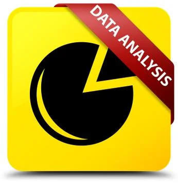 Data analysis (graph icon) yellow square button red ribbon in corner Stock Illustration