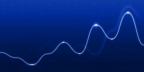 Data analysis graph light chart line on blue background. Vector progress diag Stock Illustration