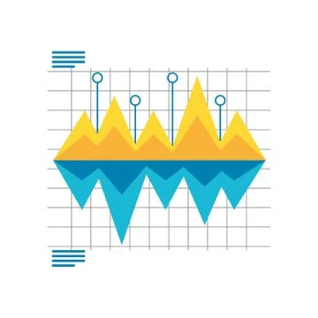 Data analysis graph showing falling and rising statistics detailed 库存插图
