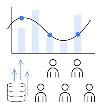 Data Analysis with Graph Trends and Audience Insights Visualization Stock Illustration