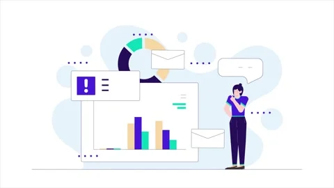Data analysis with graphs and communication elements illustration illustration Stock Footage 283718373