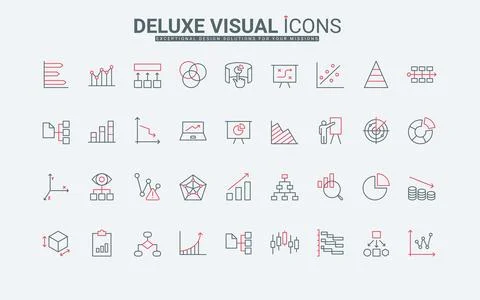 Data analysis graphs with up and down arrow, economy or trend charts line icons Stock Illustration