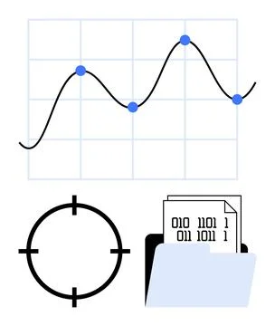Data Analysis Growth Chart with Binary Code and Target Focus Stock Illustration