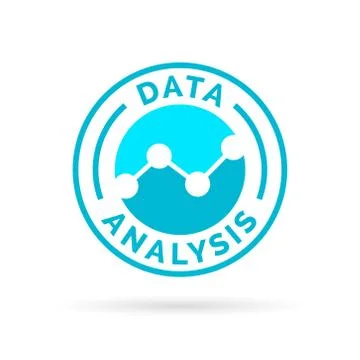 Data analysis icon with abstract line graph symbol stamp. Stock Illustration