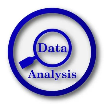 Data analysis icon. Blue internet button on white background.. 스톡 일러스트