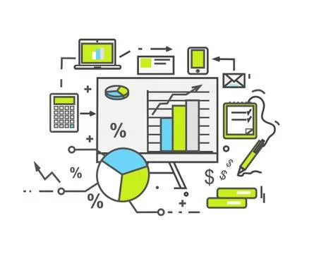 Data Analysis Icon Flat Design Stock Illustration