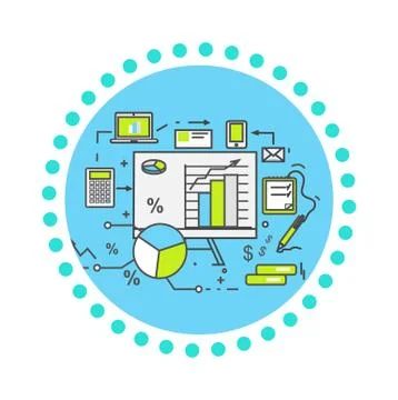 Data Analysis Icon Flat Design Stock Illustration