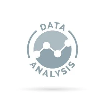 Data analysis icon with grey concept line dots graph symbol Stock Illustration