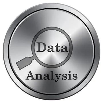 Data analysis icon. Internet button on white background. Metallic round icon. Stock Illustration