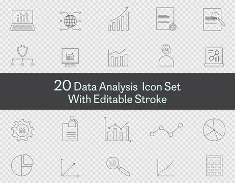 Data analysis icon set vector art Isolated on transparent background Illustrazione stock