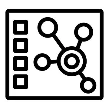 Data analysis icon showing interconnected circles representing data points being Stock Illustration