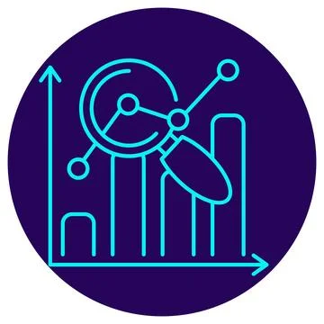 Data analysis icon. Vector pictogram with thin lines on a circular background Stock Illustration