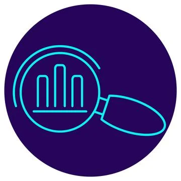 Data analysis icon. Vector pictogram with thin lines on a circular background Illustrazione stock