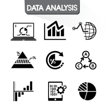 Data analysis icons Stock Illustration