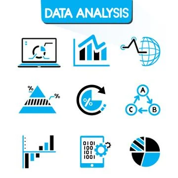 Data analysis icons Stock Illustration