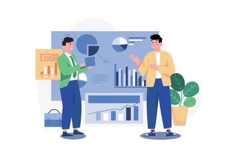 Data Analysis Illustration concept. A flat illustration isolated on white bac Illustrazione stock