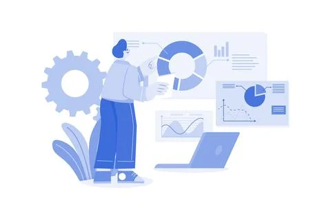 Data Analysis Illustration concept on a white background 스톡 일러스트