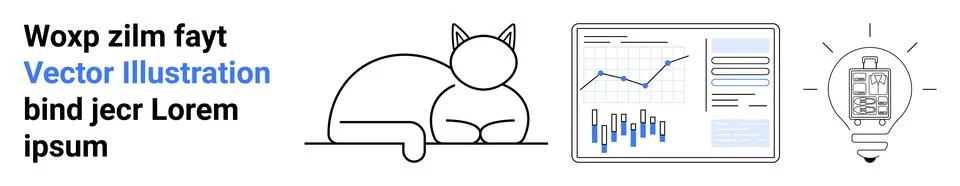 Data analysis, innovation, creativity, marketing, research, inspiration. Cat  Stock Illustration