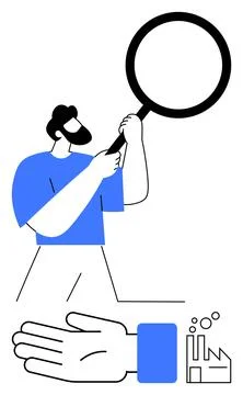 Data analysis, innovation, research, quality control, industrial inspection,  Stock Illustration