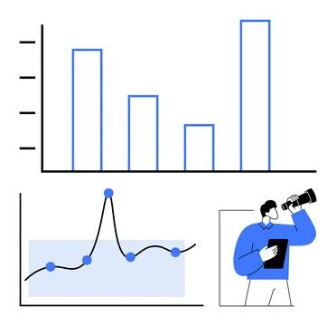 Data Analysis Insights with Graphs and Charts Featuring Business Analytics .. Stock Illustration