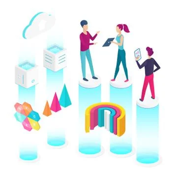 Data analysis isometric isometric vector illustration イラスト素材