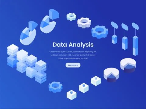 Data analysis isometric landing page Stock Illustration