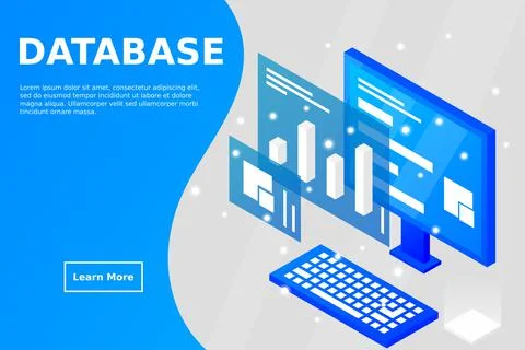 Data analysis in isometric vector design. Technician in datacenter or data ce Stock Illustration