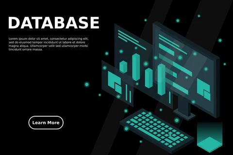 Data analysis in isometric vector design. Technician in datacenter or data ce Stock Illustration