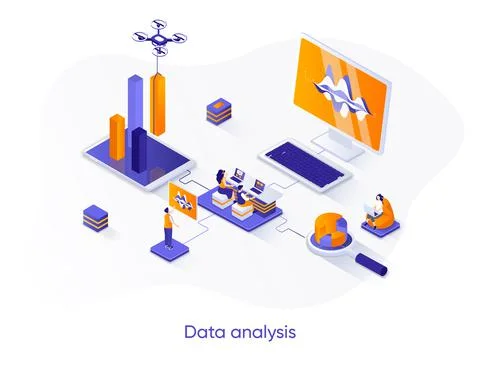 Data analysis isometric web banner. Stock Illustration