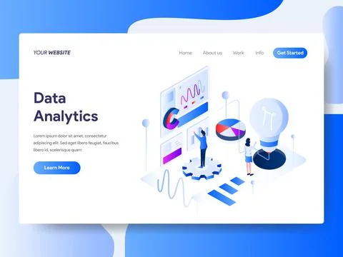 Data Analysis Isometric for Website Page Stock Illustration
