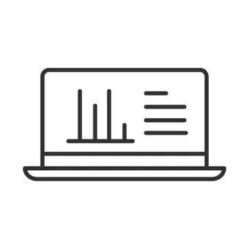 Data analysis, laptop diagram report business strategy and investment line icon Illustrazione stock