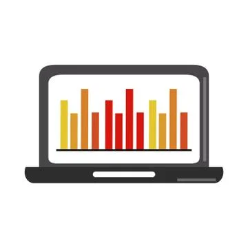 Data analysis, laptop diagram report business strategy and investment flat icon 스톡 일러스트