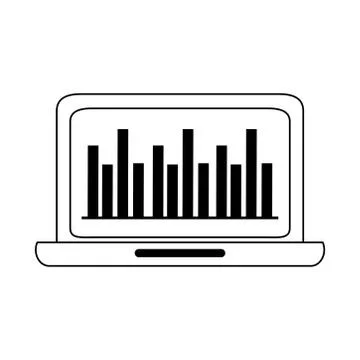 Data analysis, laptop diagram report business strategy and investment line icon 스톡 일러스트