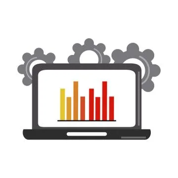 Data analysis, laptop strategy statistics business and investment flat icon 스톡 일러스트
