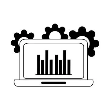 Data analysis, laptop strategy statistics business and investment line icon 스톡 일러스트