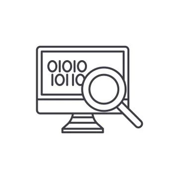 Data analysis line icon concept. Data analysis vector linear illustration Stock Illustration