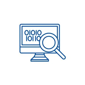 Data analysis line icon concept. Data analysis flat vector symbol, sign, outline Illustrazione stock