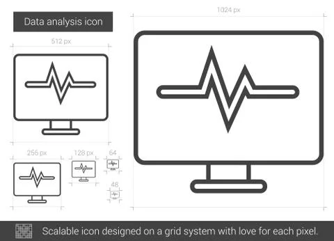 Data analysis line icon. Illustrazione stock