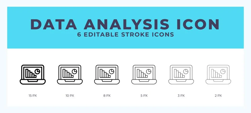 Data analysis line icon illustrations with editable strokes. Stock Illustration