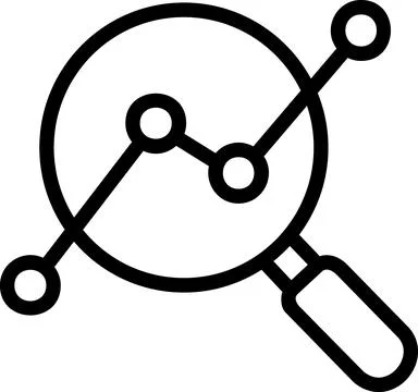 Data analysis line icon with magnifying glass Stock Illustration
