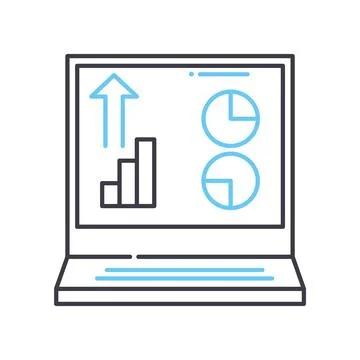 Data analysis line icon, outline symbol, vector illustration, concept sign Stock Illustration