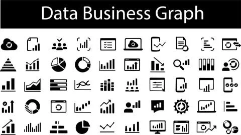 Data analysis line icon vector set. Profit graph. Data science symbol. Data.. Stock Illustration