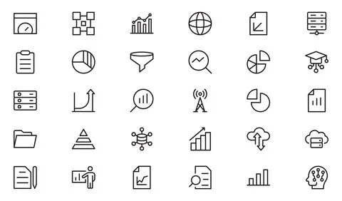 Data Analysis Line Icons. Editable Stroke. Pixel Perfect. For Mobile and We.. Stock Illustration