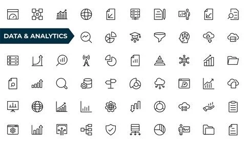 Data Analysis Line Icons. Editable Stroke. Pixel Perfect. For Mobile and We.. Stock Illustration