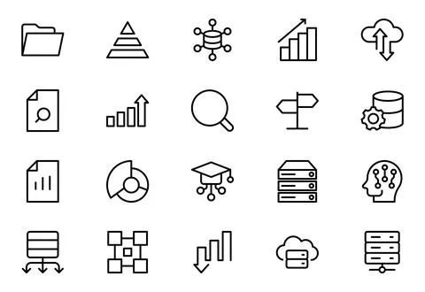 Data Analysis Line Icons. Editable Stroke. Pixel Perfect. For Mobile and We.. Stock Illustration