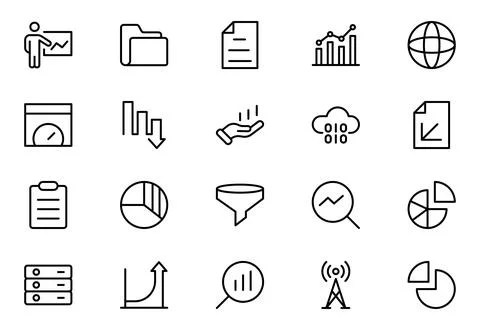 Data Analysis Line Icons. Editable Stroke. Pixel Perfect. For Mobile and We.. Stock Illustration