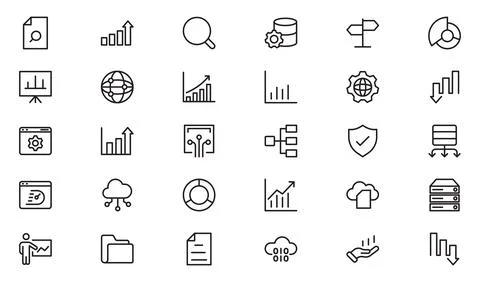 Data Analysis Line Icons. Editable Stroke. Pixel Perfect. For Mobile and We.. Stock Illustration