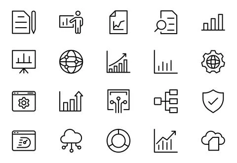 Data Analysis Line Icons. Editable Stroke. Pixel Perfect. For Mobile and We.. Stock Illustration